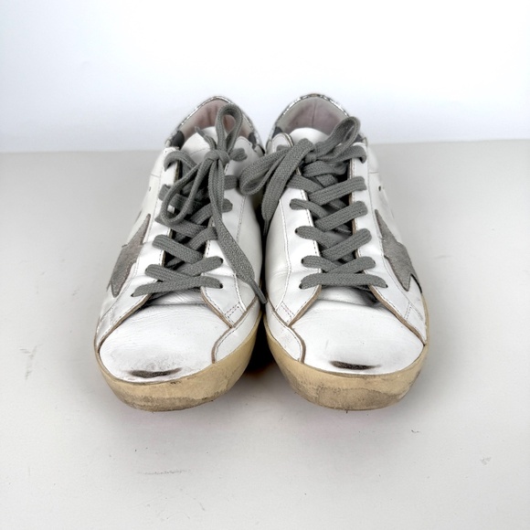 GOLDEN GOOSE Superstar White Silver Gray Sneakers 38, 8 - Picture 6 of 13